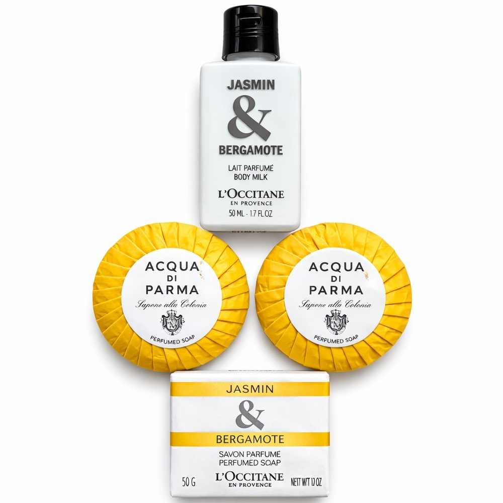 Acqua di Parma & L’Occitane Travel Soap Body Milk Lot 4 Hotel Minis New